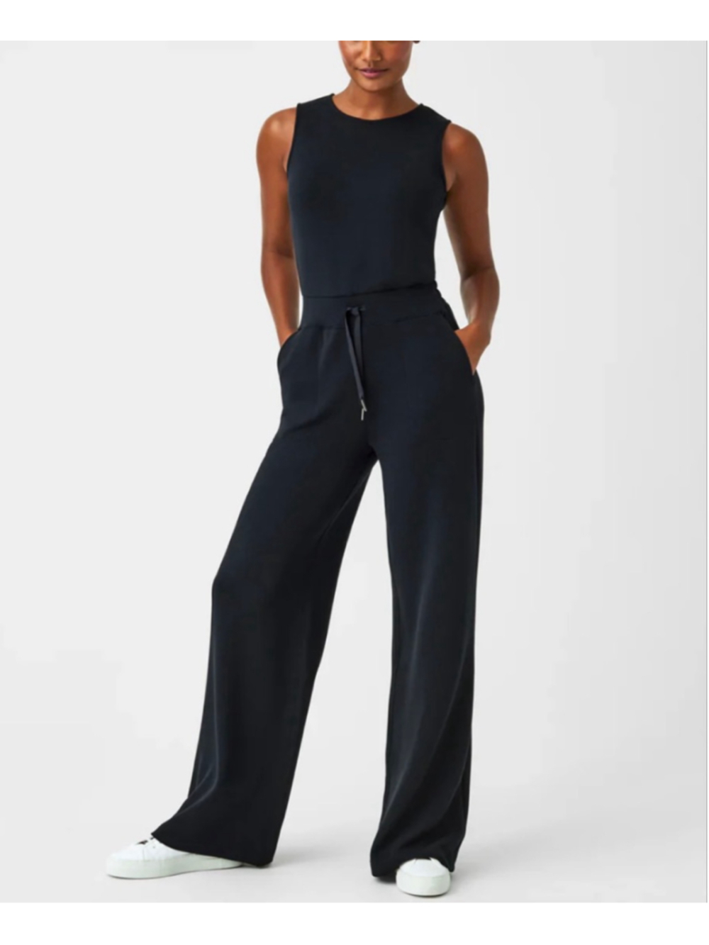 SPANX AirEssentials Sleeveless Jumpsuit Very Black Size Small EUC Modal
